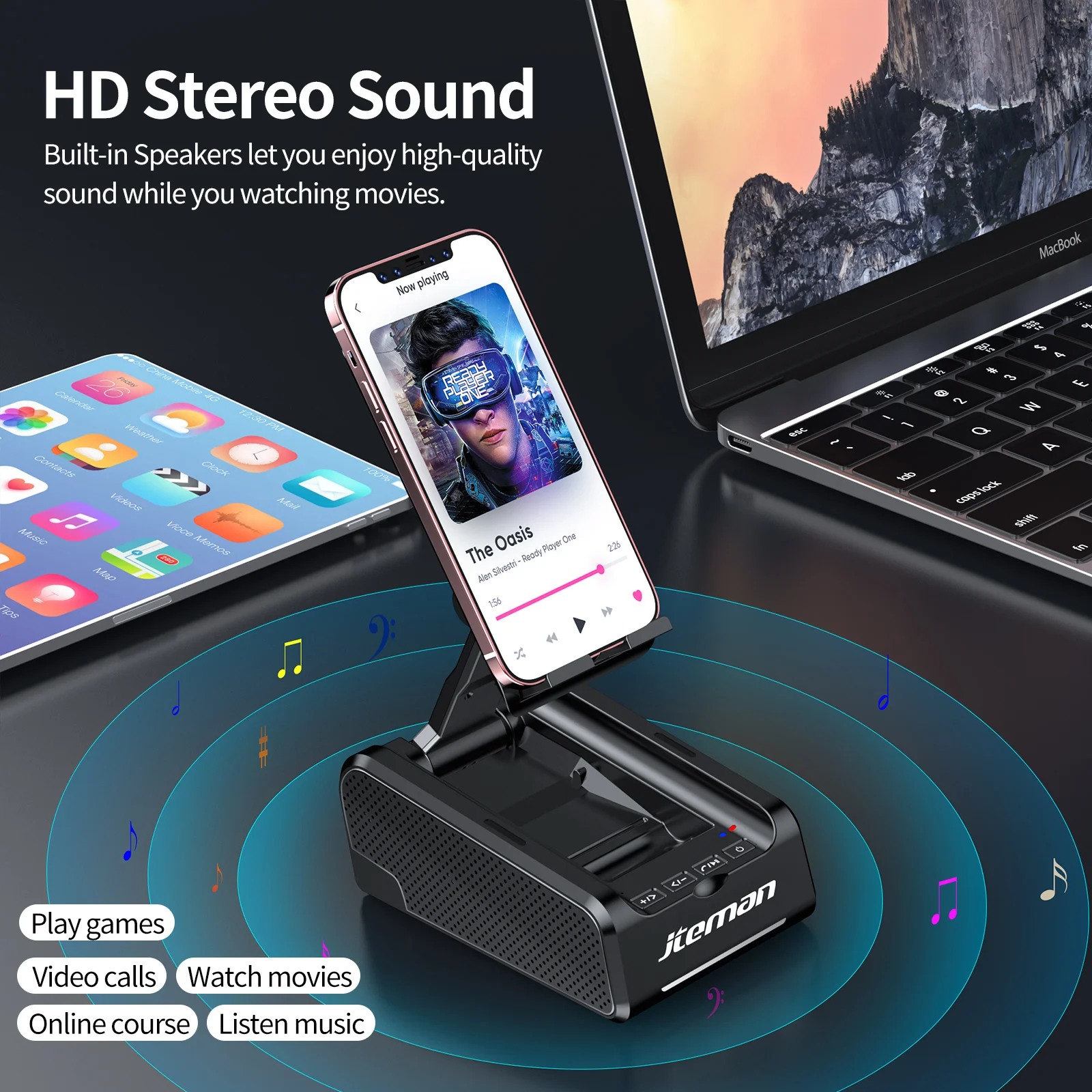 2023 Newest Arrivals Portable Mini 2 in 1 Table Mobile Phone Bluetooth Speaker Stand Holders