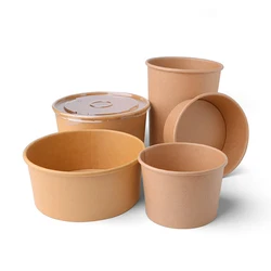 Custom disposable kraft paper boxes food storage containers packaging paper salad bowl