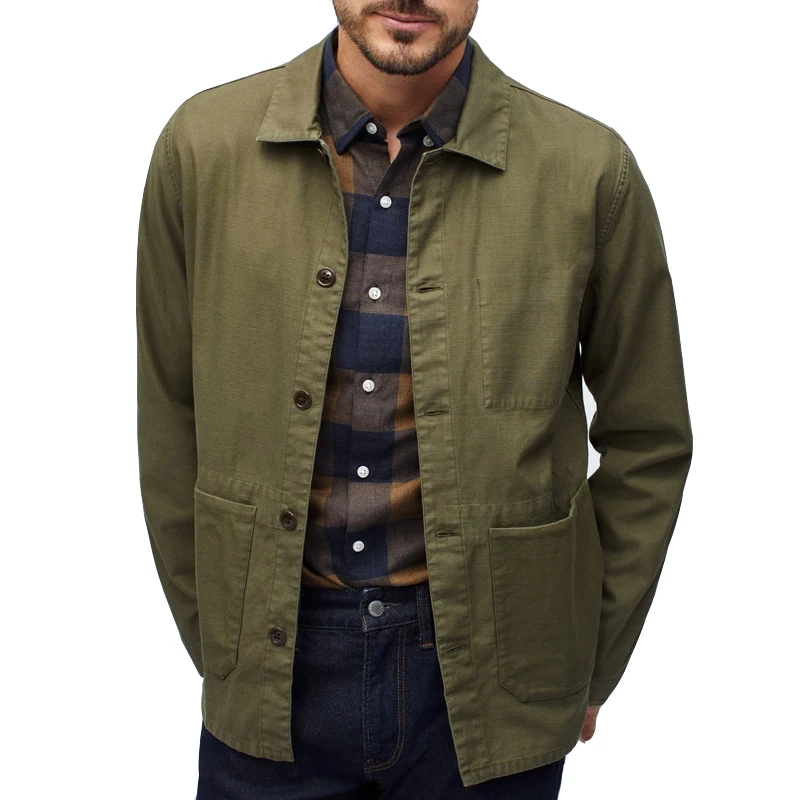 Men cotton chore jacket shirt T will botton shirt jacket for work