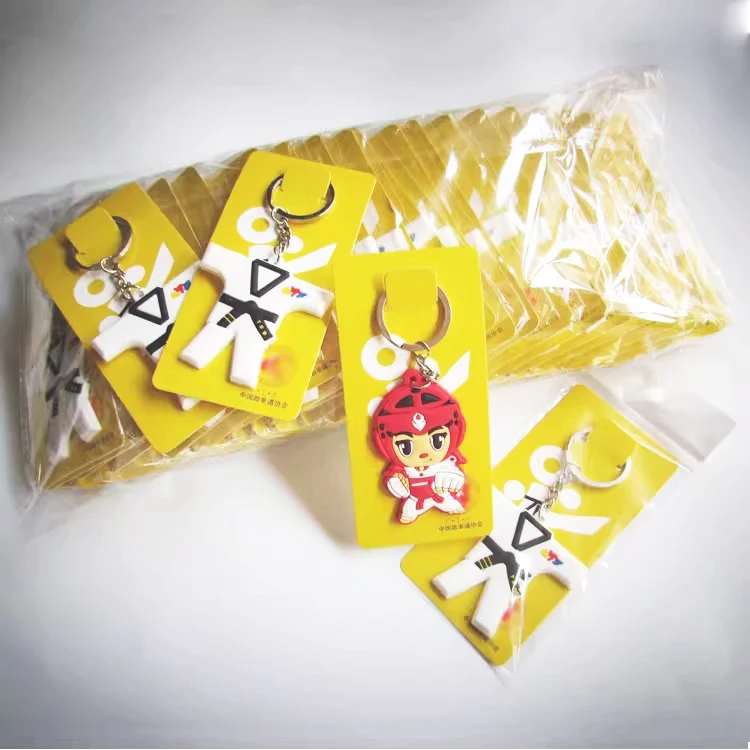 Hot sale cheap souvenir custom photo personalized key ring rubber martial arts key chain silicone PVC karate taekwondo keychain