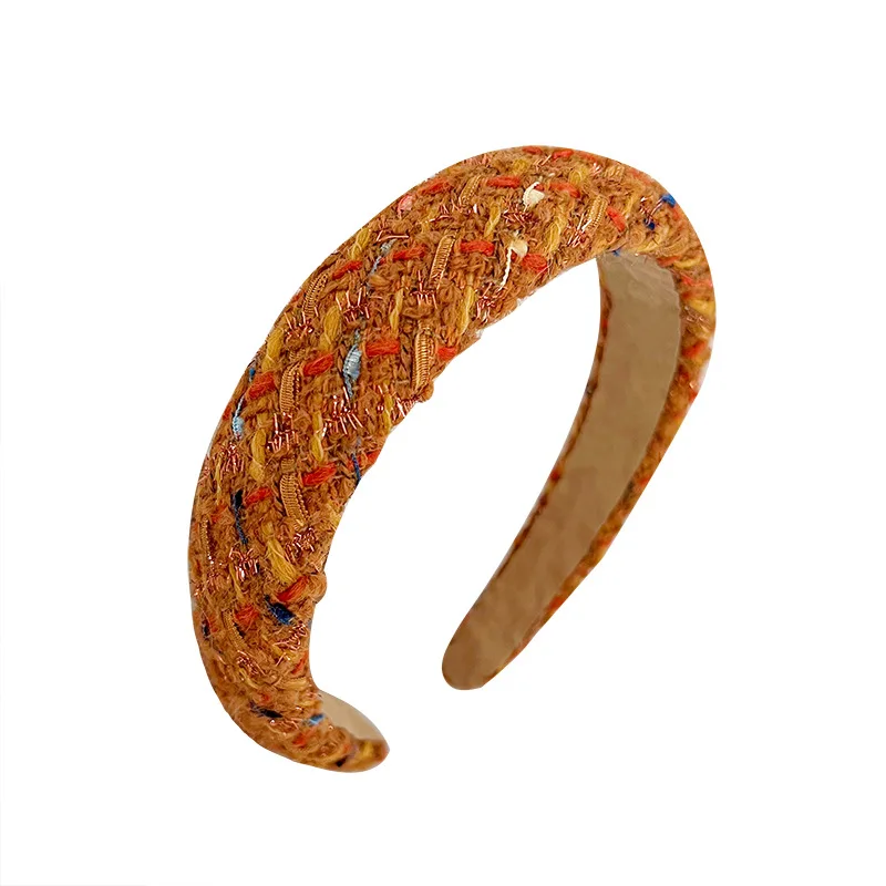 Charming Colorful Thick Tweed Fabric Hair Headband Hair Hoop For Girls Women In Autumn Winter