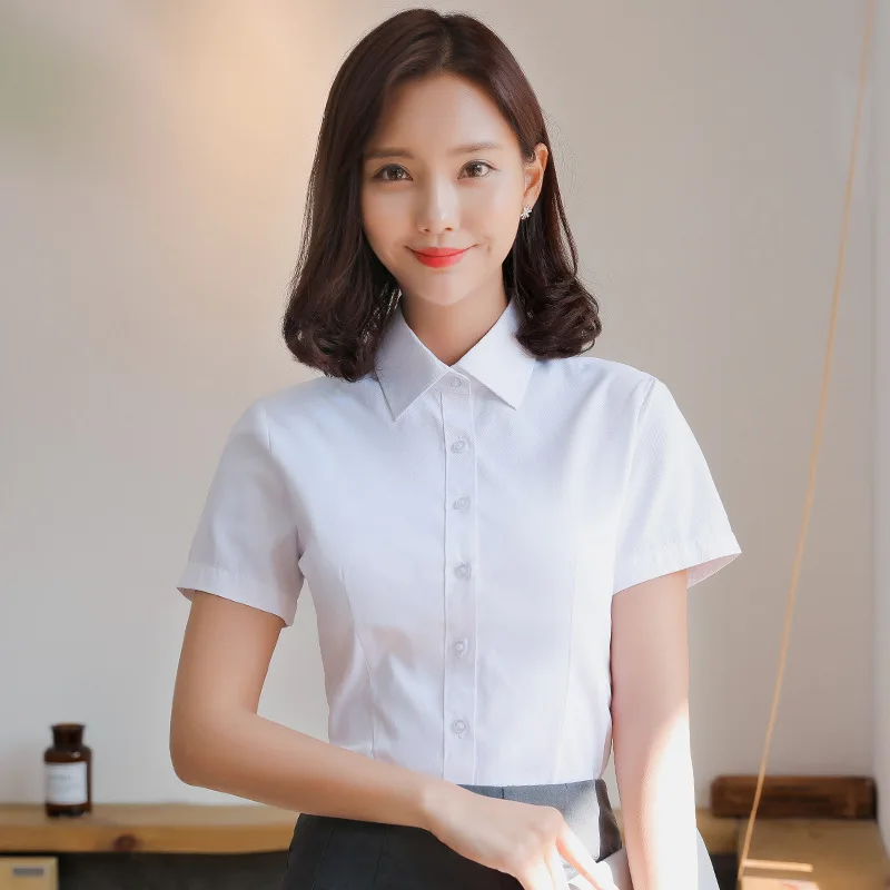 Женская деловая рубашка с коротким рукавом