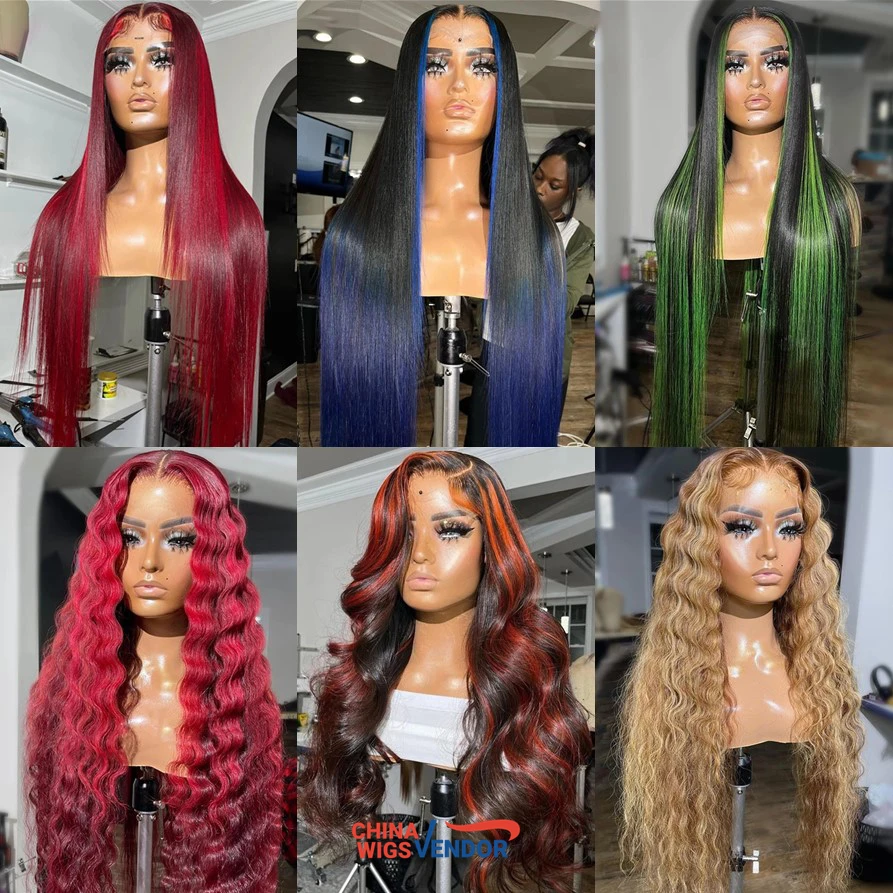 180% Density Body Wave Colored Human Hair Lace Front Wigs HD Transparent Wig 99J Red Burgundy Remy Brazilian Wig For Black Women