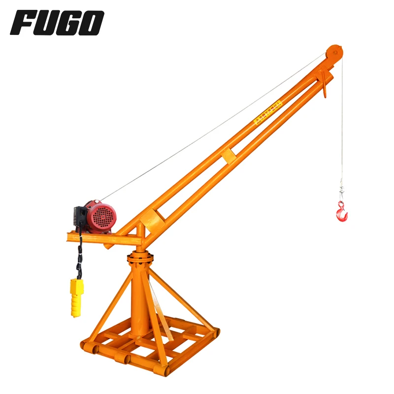 360 degrees rotate 500kg 1000kg 2000kg small outdoor use mini engine crane construction materials lift crane