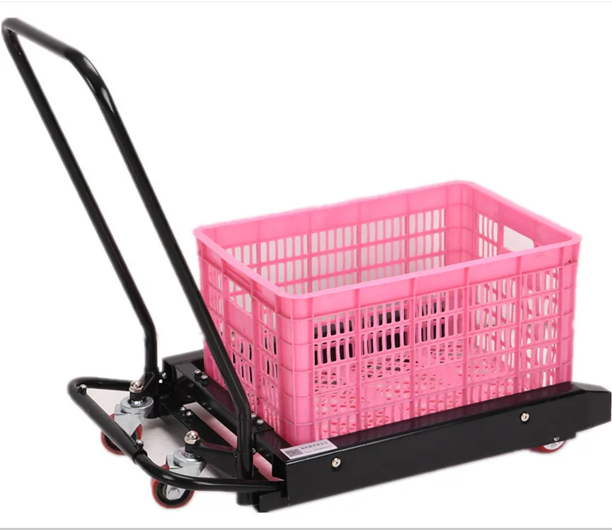 Turnover box forklift pedal manual handling lifting tool cart plastic trolley