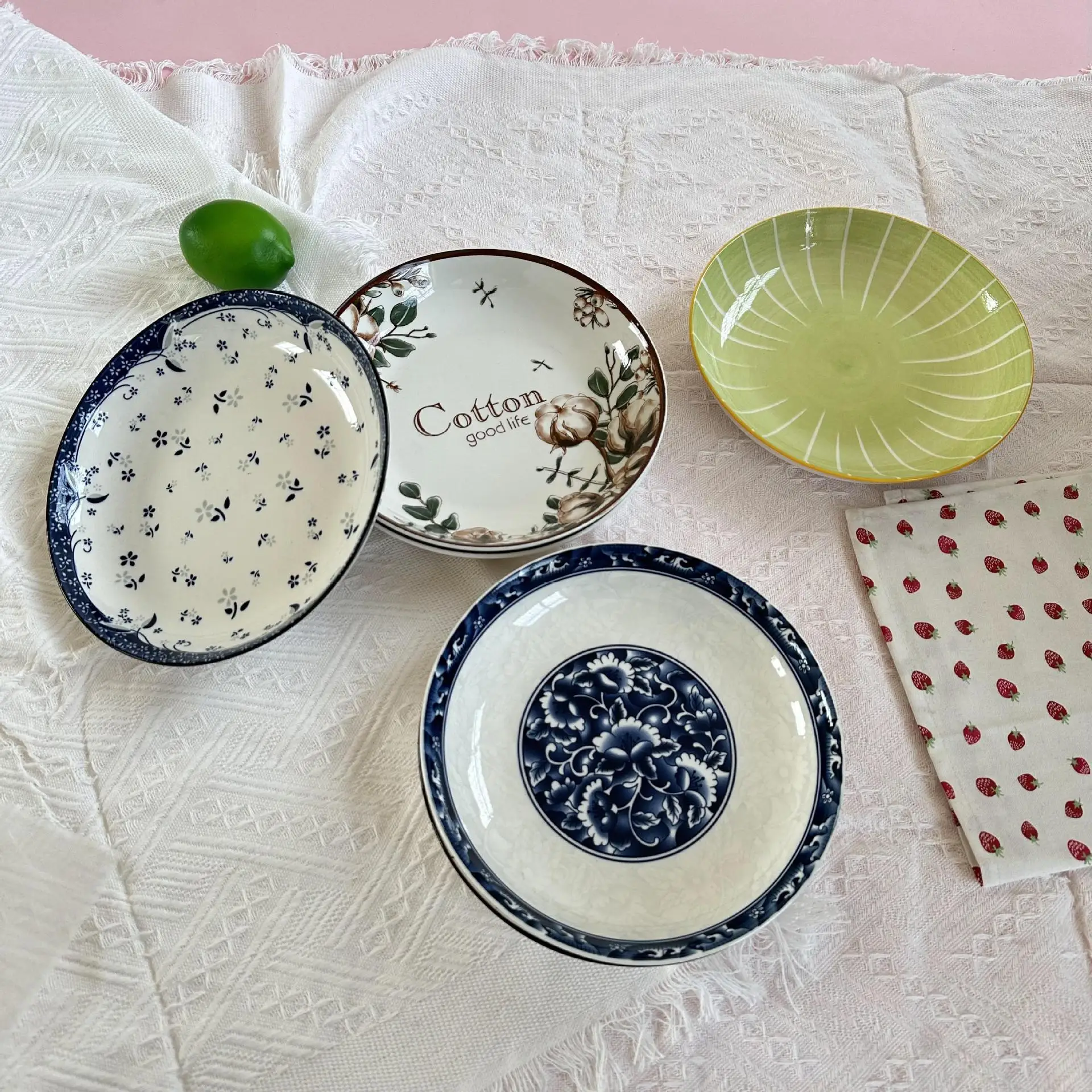 Factory Wholesale Custom Printed 8-10 Inch Colours Ceramic Dinner Plate Porcelain Stoneware Dishes Sets for Restaurant Use