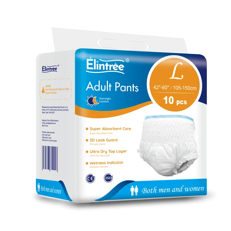 Elintree Oem Wholesale Leak Guard Sap Lock White Wearable Disposable Pull Ups Adult Diaper