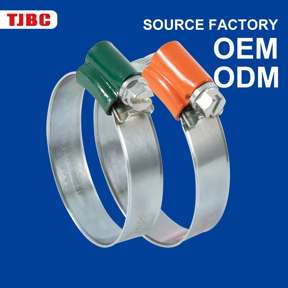 Colour housing 304 stainless steel british type slotted screw hose clamp