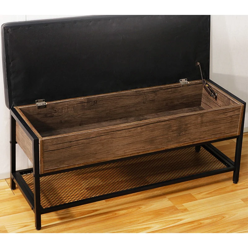 Modern Simple Style Rectangular Chair Metal Living Room Clothing Store Sofa Shoe Stool Change Shoes Bench