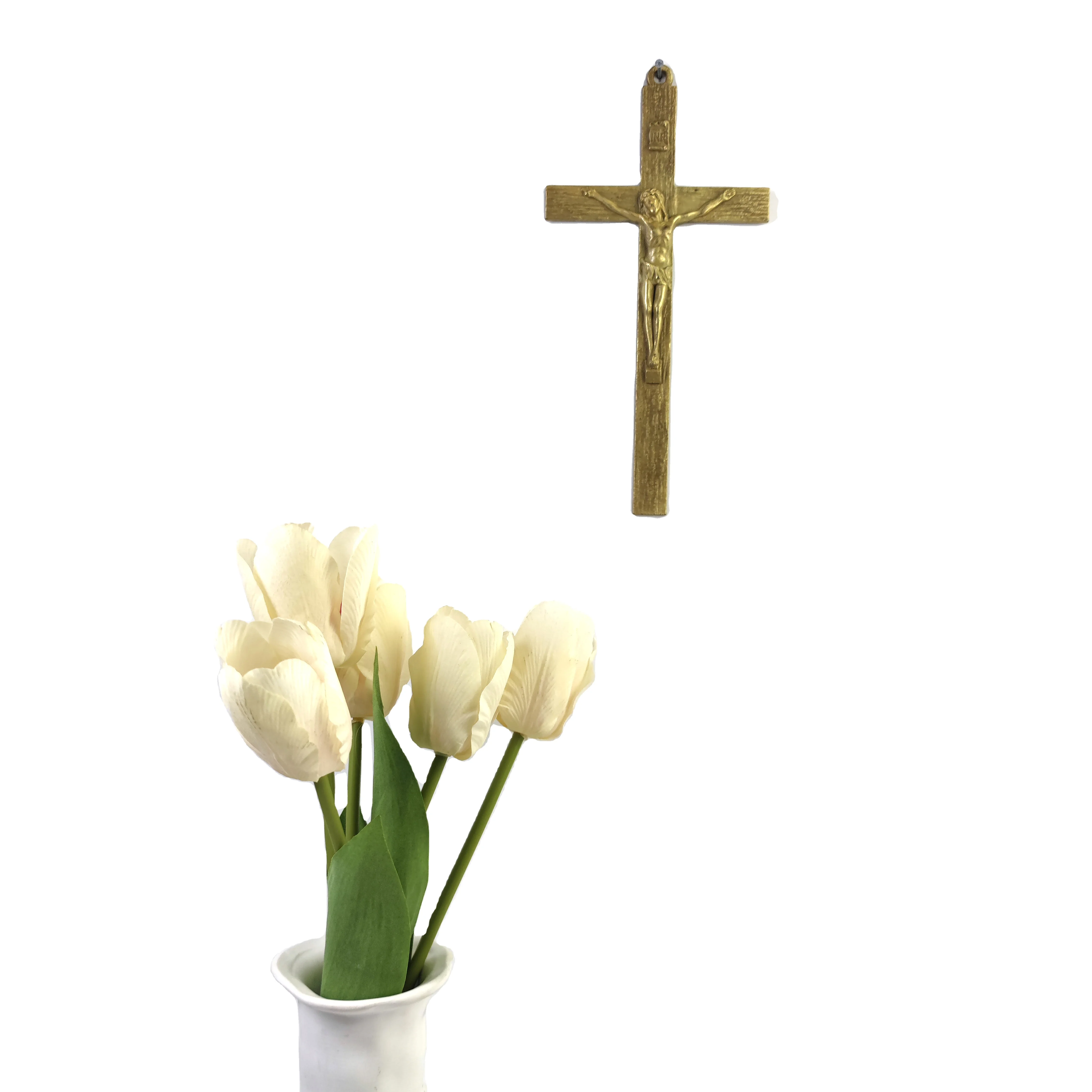 Crucifix Wall Cross - Metal  Catholic Crosses Wall Decor - 8 Inch - Retro Gold