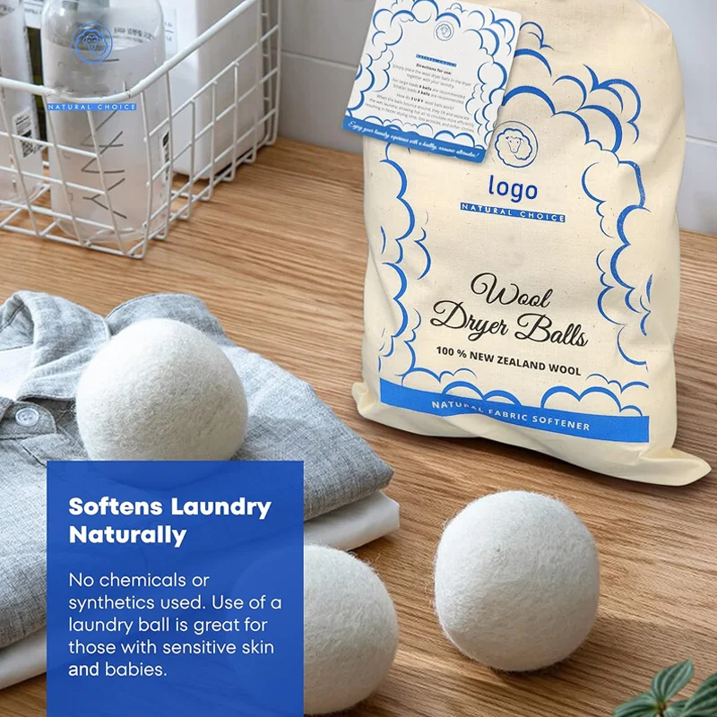 Wool Dryer Balls Natural Fabric Softener Reusable Reduces Static and Wrinkles Saves Drying Time Alternative to Dryer Sheets