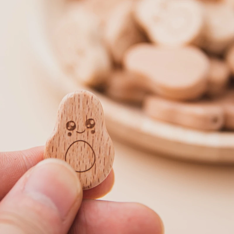 Детские бусины для прорезывания зубов, экологически чистые бусины из бука, ожерелье «сделай сам» с бусинами, оптовая продажа