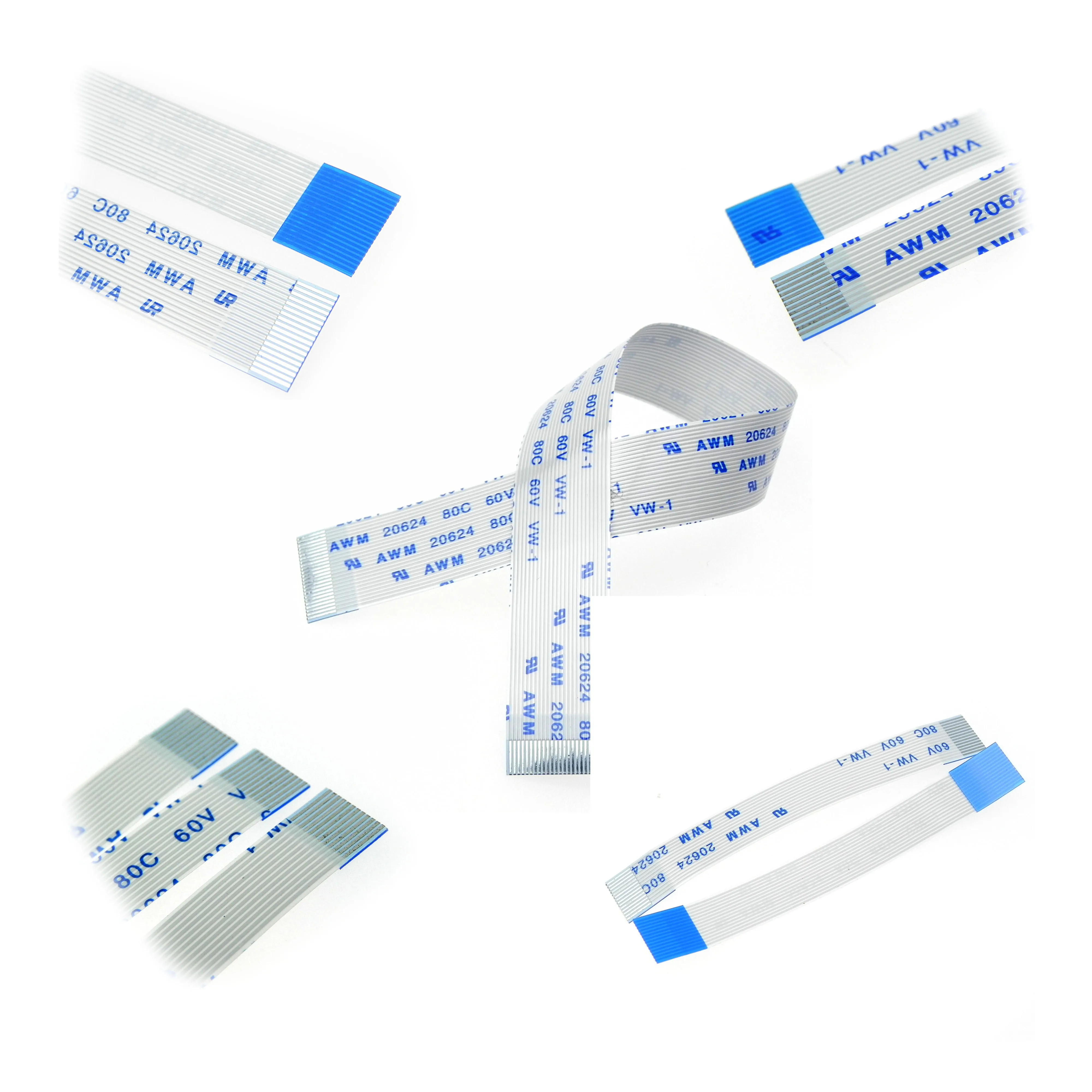 Customize Pin 0.5/1.0mm Pitch AWM 20624 80C 60V VW-1 Flexible Flat FFC Ribbon Cable