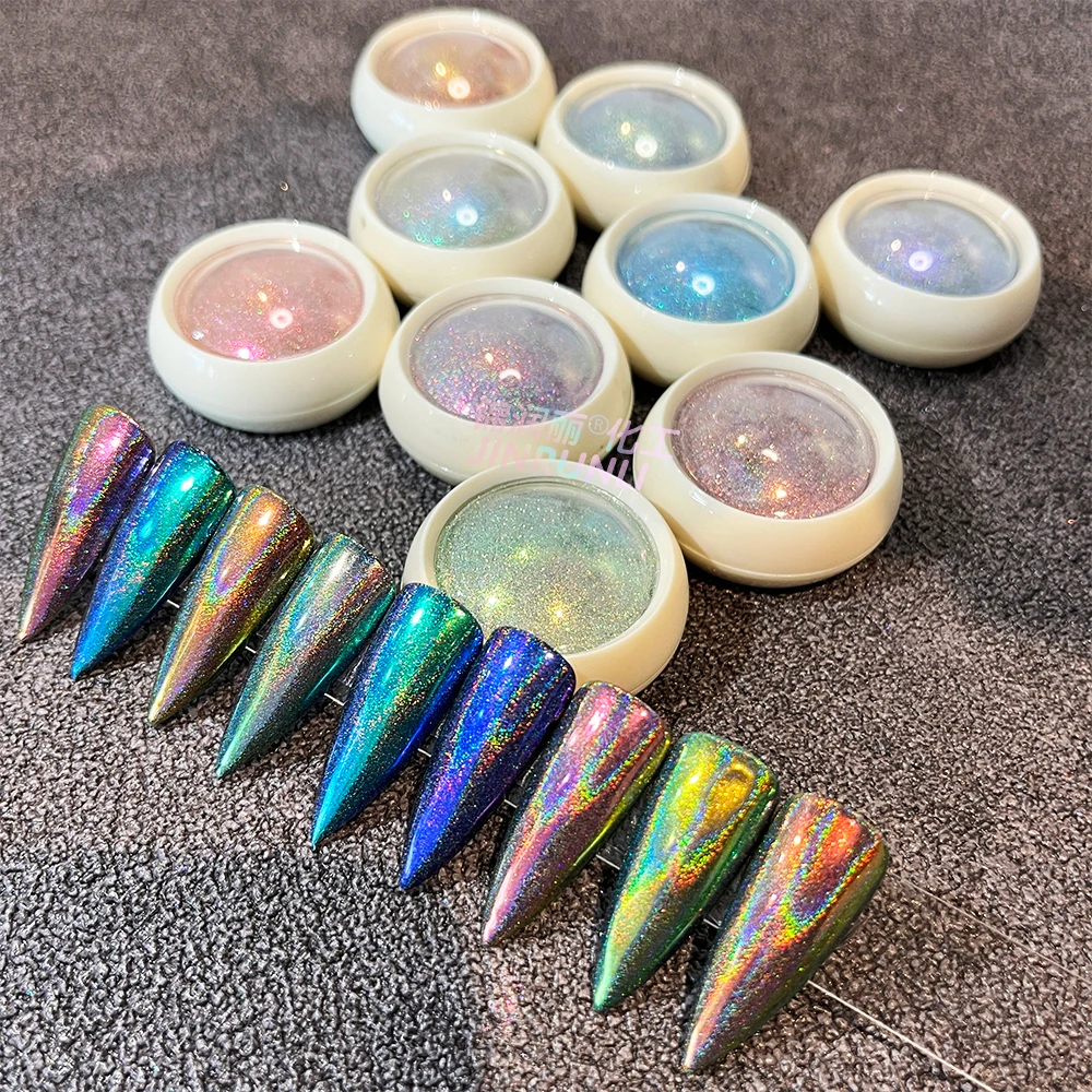 makeup mermaid holographic chameleon aurora rainbow metal mirror effect chrome pigment nail art powder