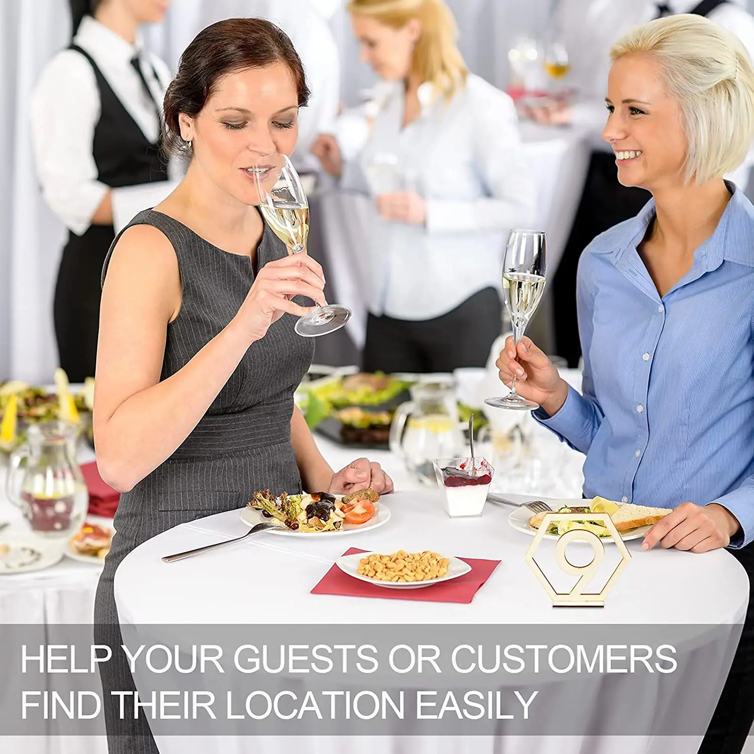 Wooden Table Numbers Hexagon Shape 1-40 Wedding Rustic Standing With Holder For Event Party Supply