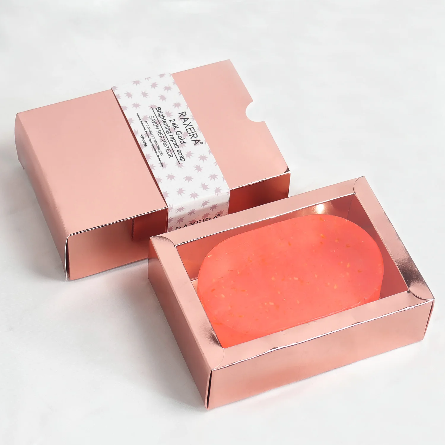 Hot Sale Natural Deep Cleaning Skin Whitening 24K Gold Soap Handmade Organic 24K Gold Rose Soap Private Label Soap