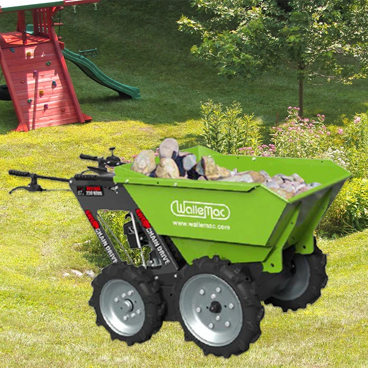 Wallemac WD30W Powered Wheelbarrow 660lbs Loading Capacity 212cc 5.5HP Gasoline Engine EPA recoil start Motorized wheel barrow