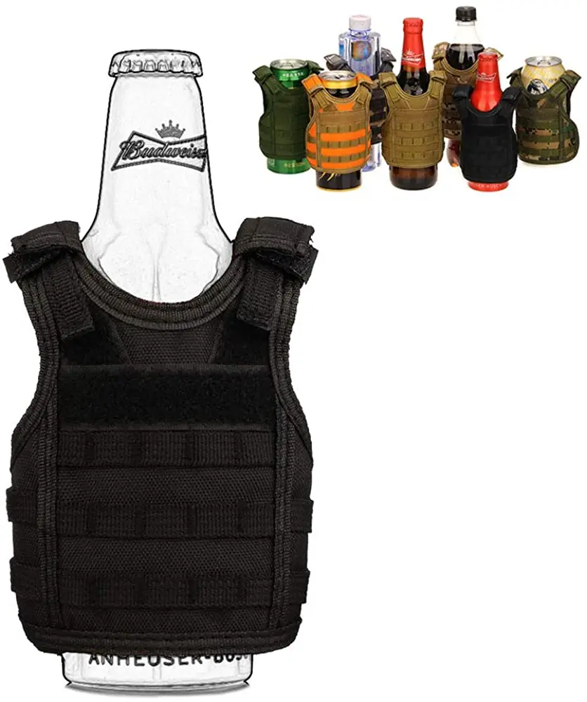 Бесплатный образец, пивные жилеты, охладитель напитков, тактические мини регулируемые плечевые ремни, держатель для напитков, пуленепробиваемый жилет