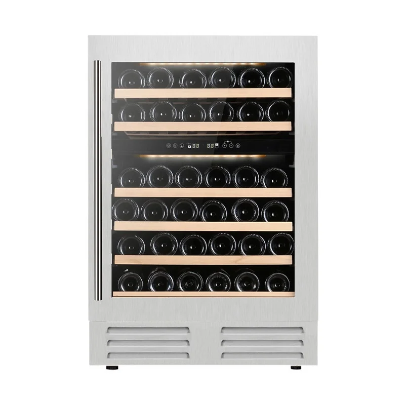 220V / 110V Stainless Steel Glass Door Built In Dual Zone Thermostat Compressor Electric Red Wine Cooler