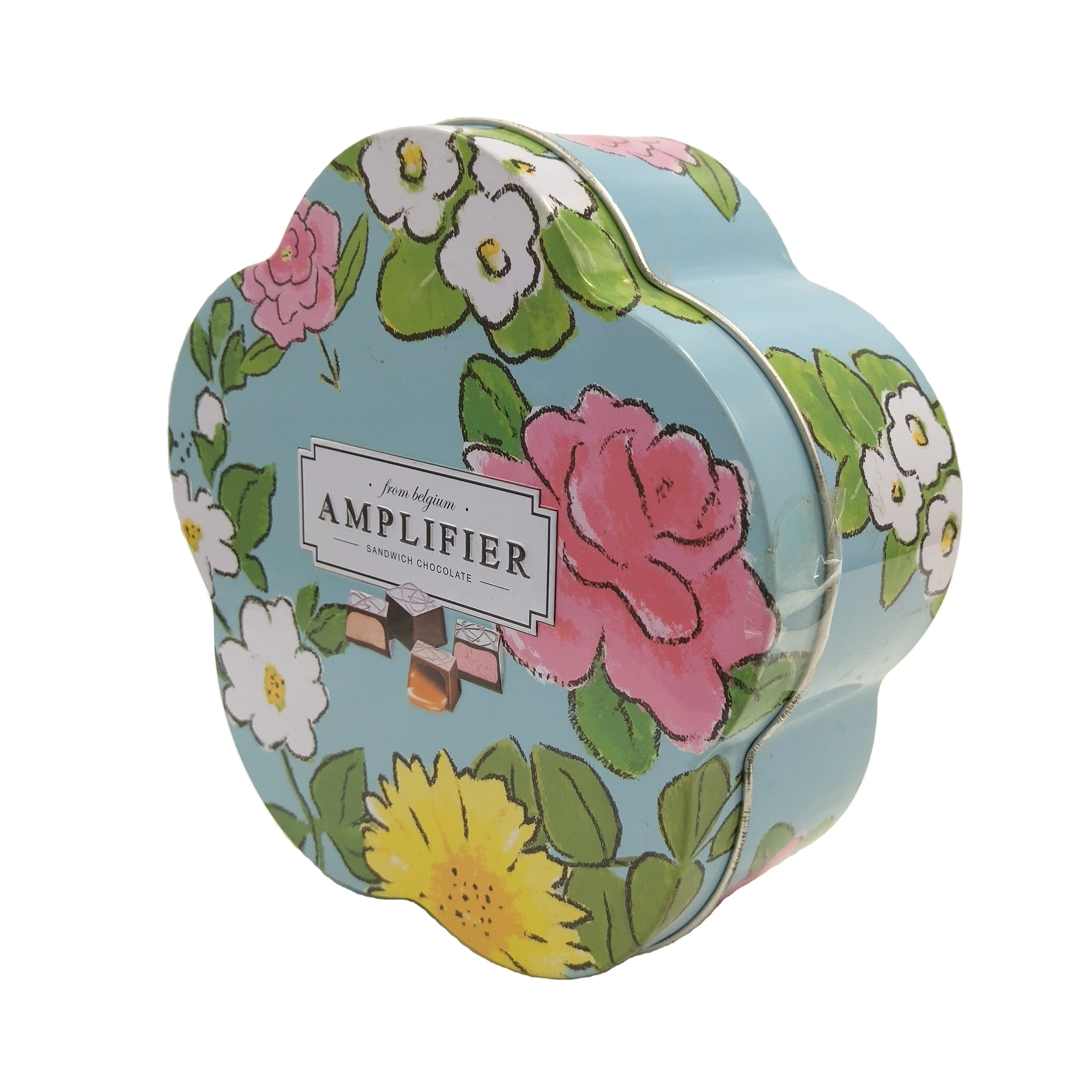Assorted Chocolate Flower Shaped Metal Tin Box Small Decorative Tins