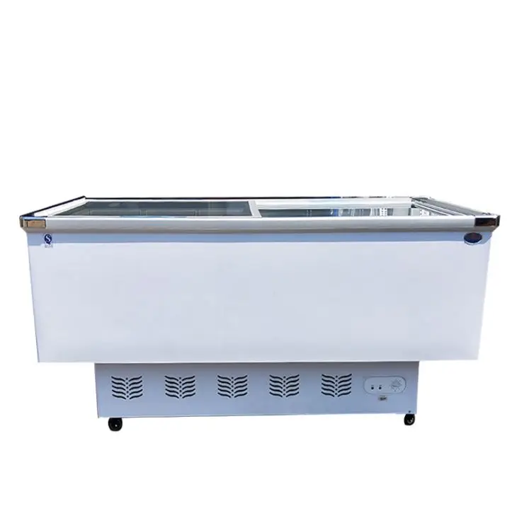 Refrigerated display cabinet quick frozen horizontal commercial transparent glass refrigerator