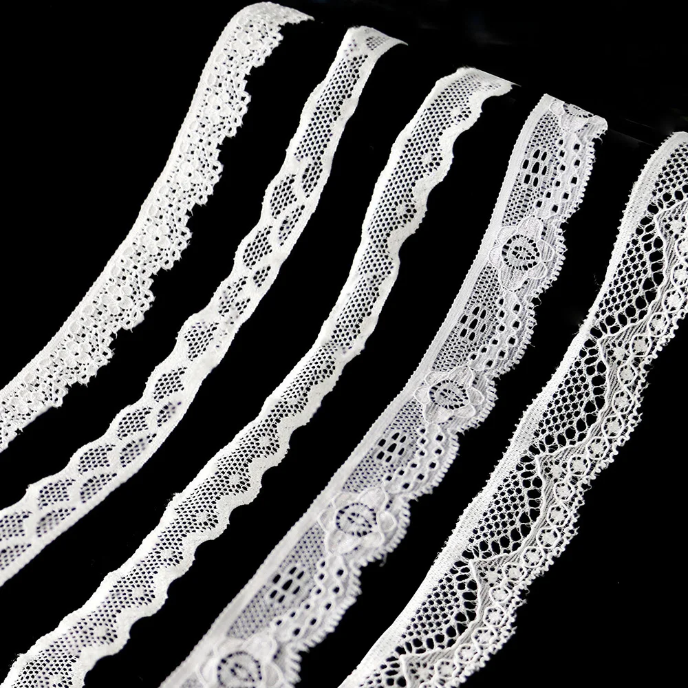 Wholesale Knitted Nylon Elastic Lace Trim Ribbon for Garment Underwear