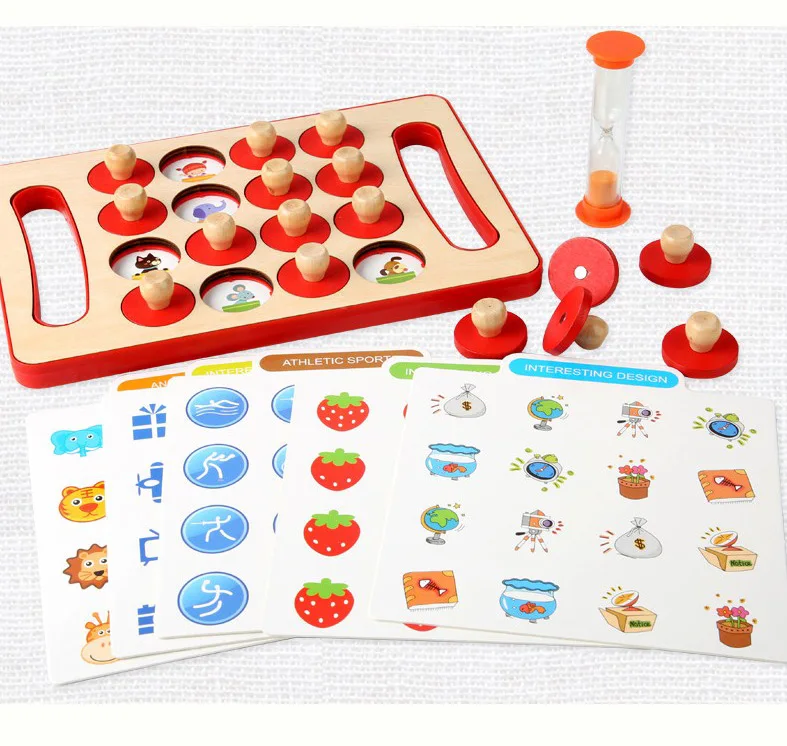 Kids Memory Matching Card Fast Pairing Game Set with Sand Timer