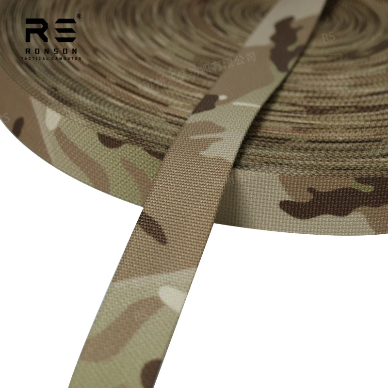 25mm sling Camouflage printed webbing MULTICAM ARID polyester Webbing Tape for tactical Bag and Backpack
