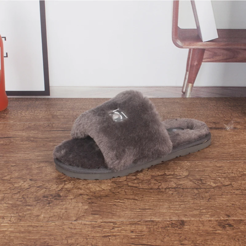 
pantuflas de moda wool fur gg slides chanclas plataforma Fur Slides for Ladies Wholesale Women Flat Furry Slippers 