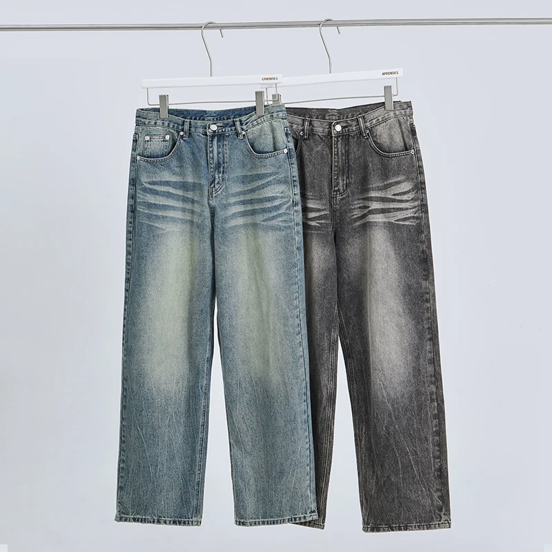 APO 2024 Autumn New Products in Stock Wholesale High Quality Washed Cat Beard Cowboy Street Trend Fashion Pants Men