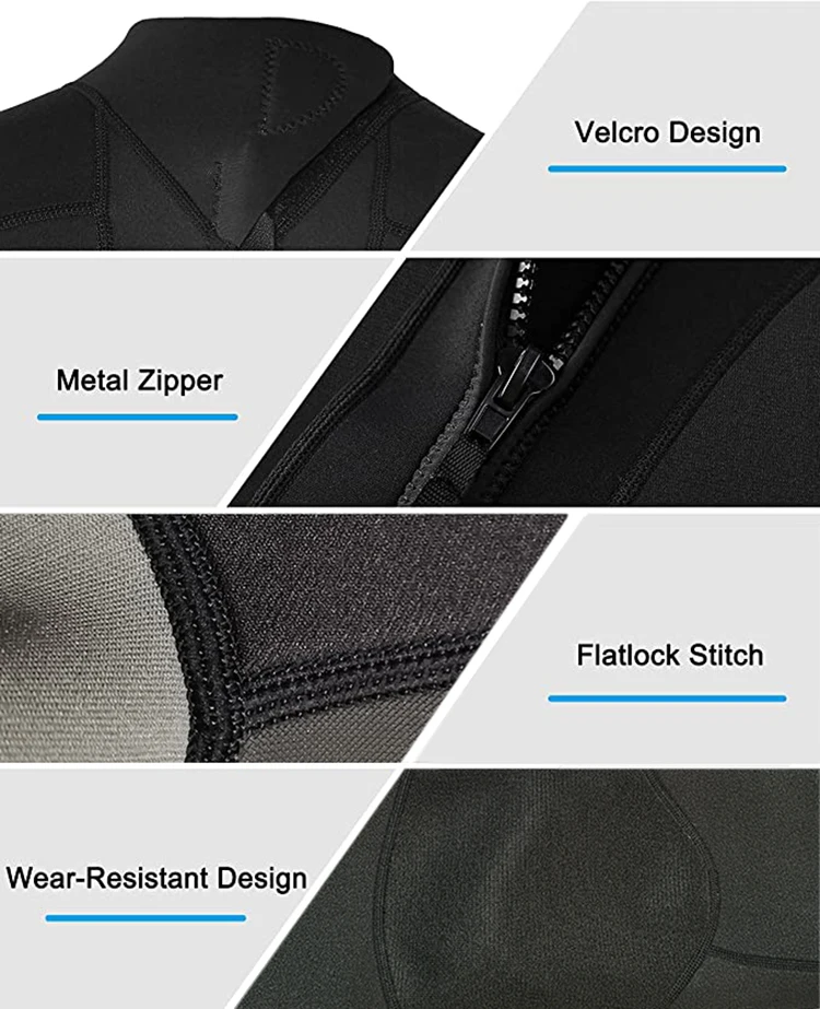 RTS Wholesale Black 3mm Mens Long Sleeve Black Zipper Neoprene One Piece Full Body Wetsuit Surf