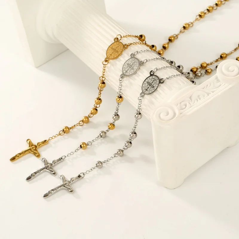 Rosaries religious catholic sharosky san judas tadeo necklace guadalupe virgen rosary de bodas cadenas de oro 18K gold plated