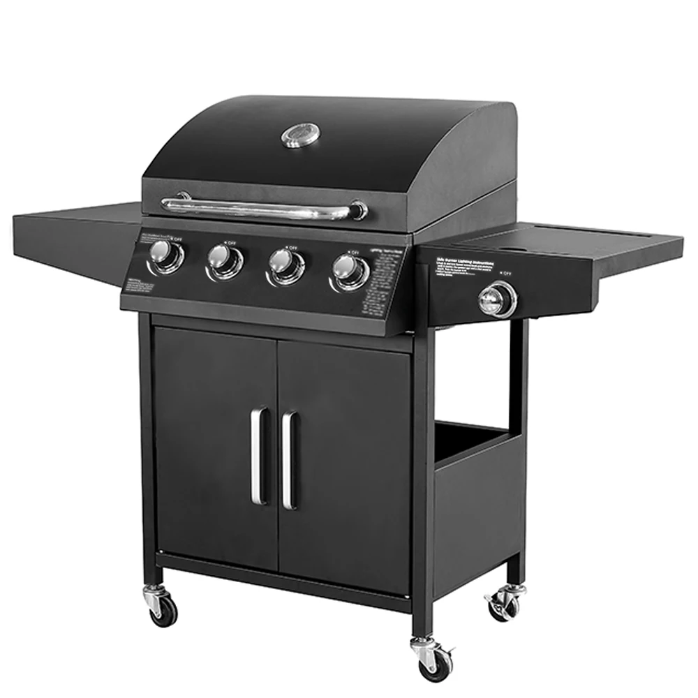 4 Burner Cabinet Style BBQ Propane Gas Grill Commercial With Side Burner For Patio Garden