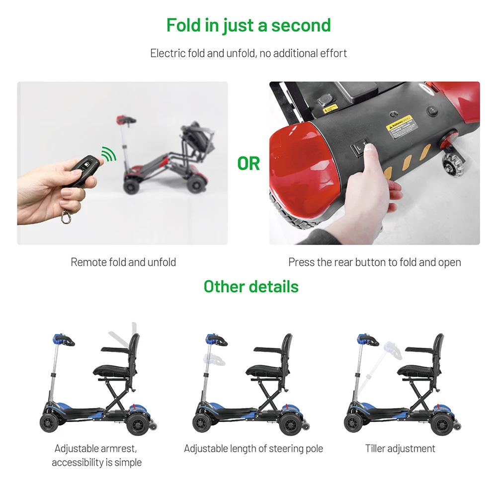 120kg load capacity powerful handicapped scooter with backrest