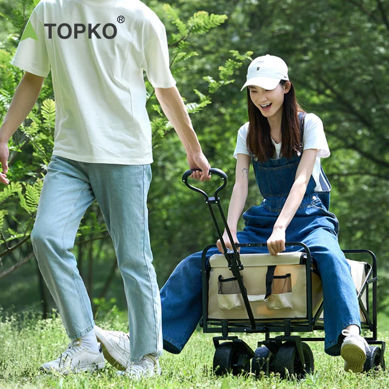 TOPKO Wholesale Portable Heavy Duty Outdoor Camping Hiking Travel Foldable Carry Trolley Cart Wagon