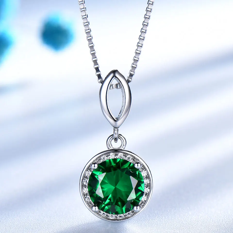 925 Silver Luxury Jewelry Set Earrings and Necklace AAA Green Zircon Bridal