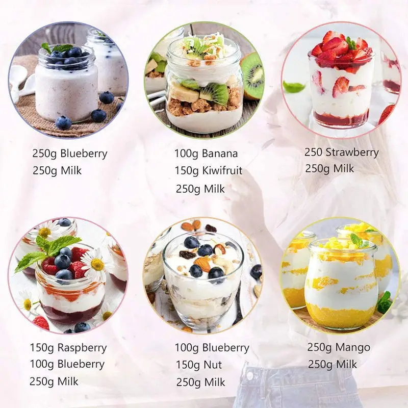 110V 220V 1400ML Electric Yogurt Maker Machine with Adjustable Temperature and Time Control Included Yogurt Jar with 8 Lids