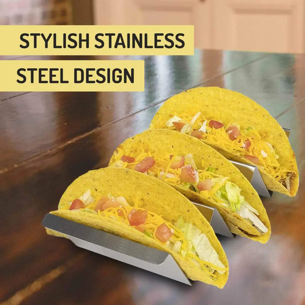 Competitive Price Sliver Taco Stand Rack Tray Metal Stainless Steel Taco Holder