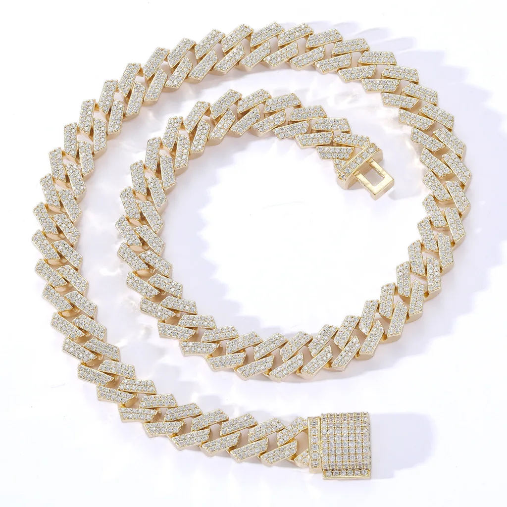 Hip Hop 12mm Cuban Chain White Gold Plated High Quality Zircon Cadenas Cubanas Necklace Chunky Cuban Link Chain Necklace for Men