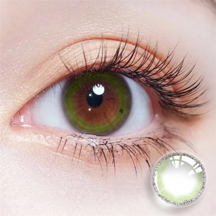 Hot Sale Soft 14. 0mm Natural Tobacco Green True Color Contact Lenses Small Pupil Contact Lenses