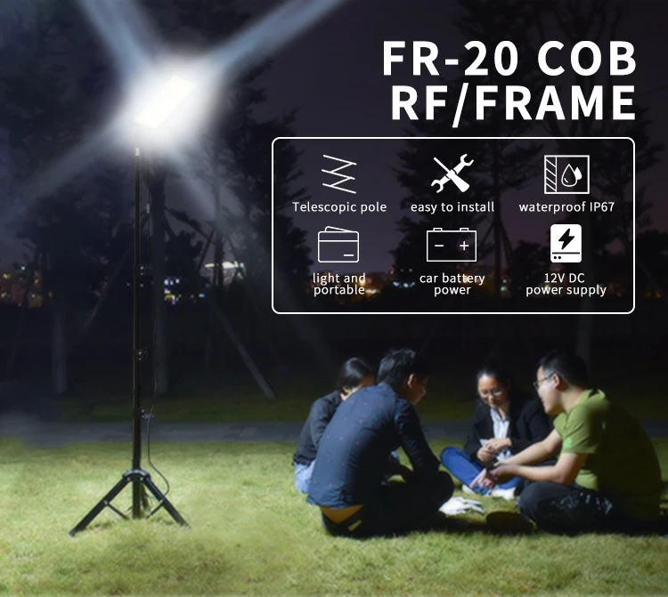 Conpex FR-20 Lightweight Portable Telescopic Rod LED Light 19W 2100LM Remote Control Tripod Fixed COB LED Fishing Hiking Diving