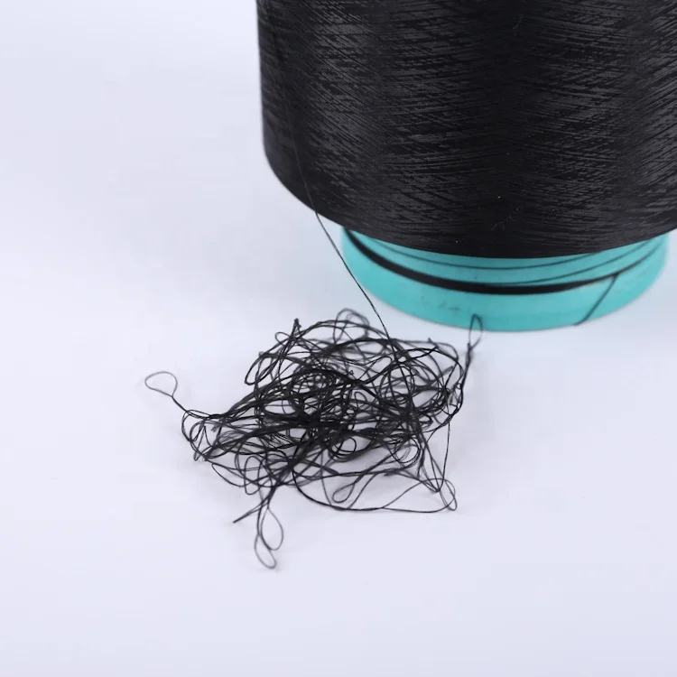 Новое поступление 75/36, черная эластичная полиэфирная пряжа 20D с воздушным покрытием из спандекса для вязания джинсовой ткани, распродажа