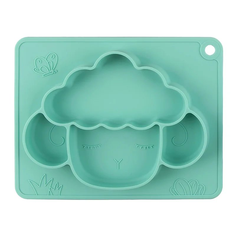 BPA Free Kids Dish Plate With Suction Silicon Bowl Food Grade Sheep Type Divided Plates