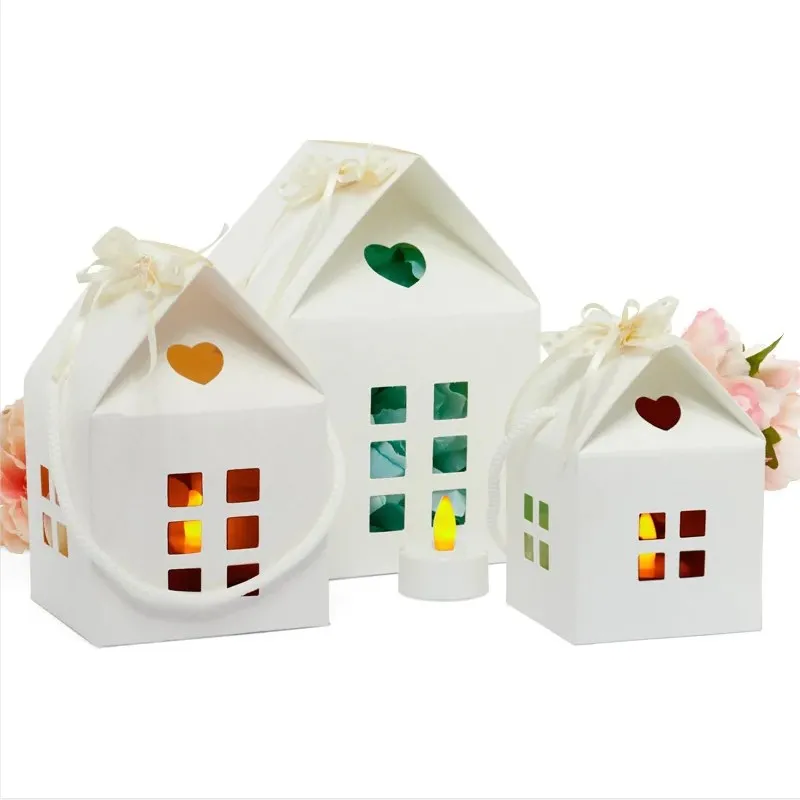 high quality food grade reused folded Gift Gable Boxes  with  window for Birthday Party Shower Party Favor