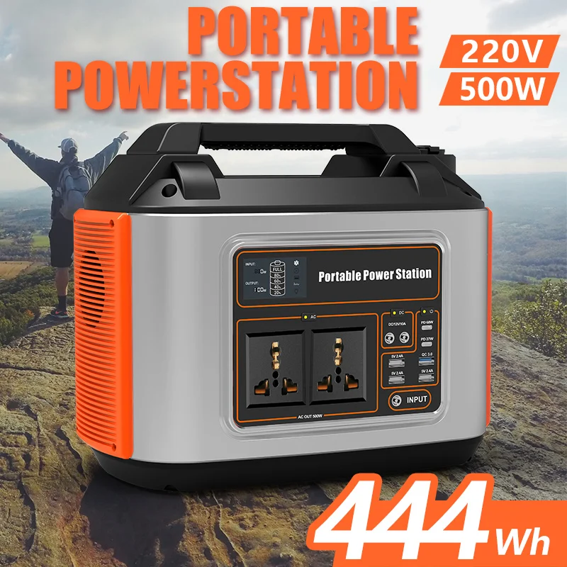 High power portable power station 12v 120000mAh 500w outdoor power bank solar storage supply