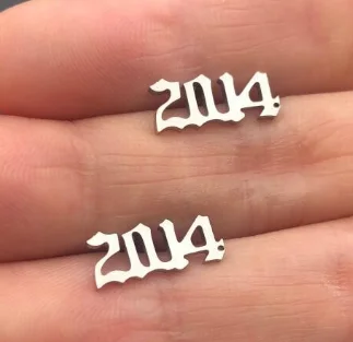 wholesale fashion women silver color year earrings jewelry earring stainless steel ear stud China Manufacturer Supplier