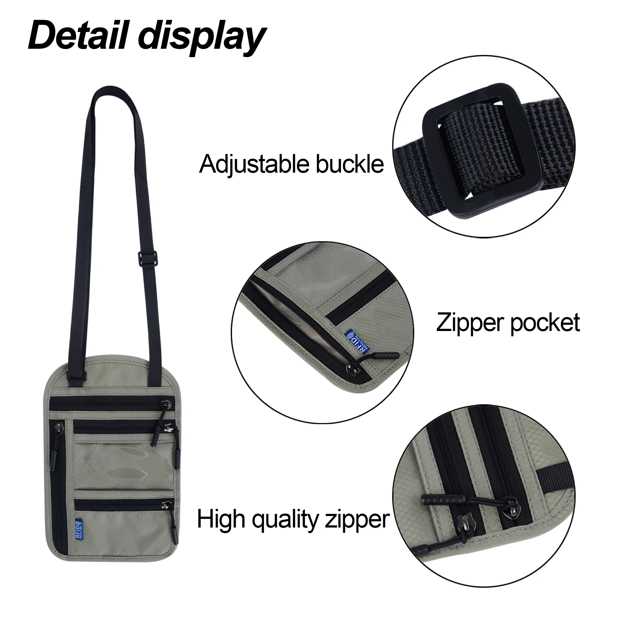 Men Women Document  Ticket Card Coin Storage Bags Travel Nylon RFID Neck Wallet Pouch Passport Holder Belt Organizer