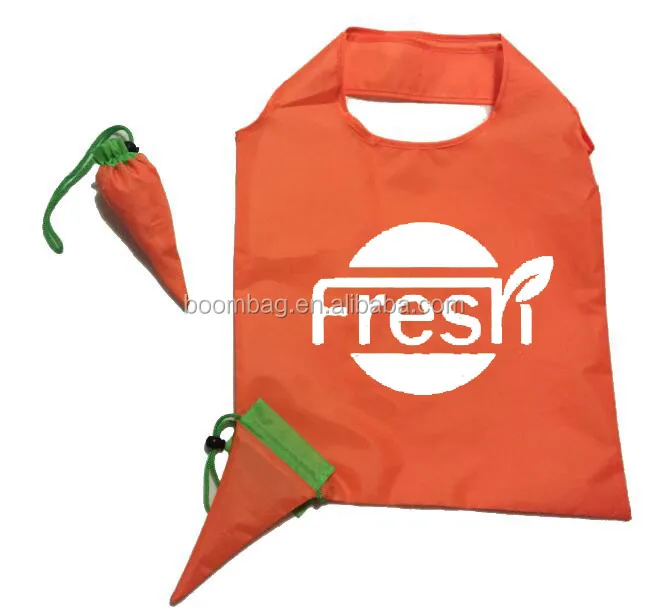Reusable Carrot Shaped Folding Shopping Bag Foldable Shoulder Handbag Portable Storage Sack Bag