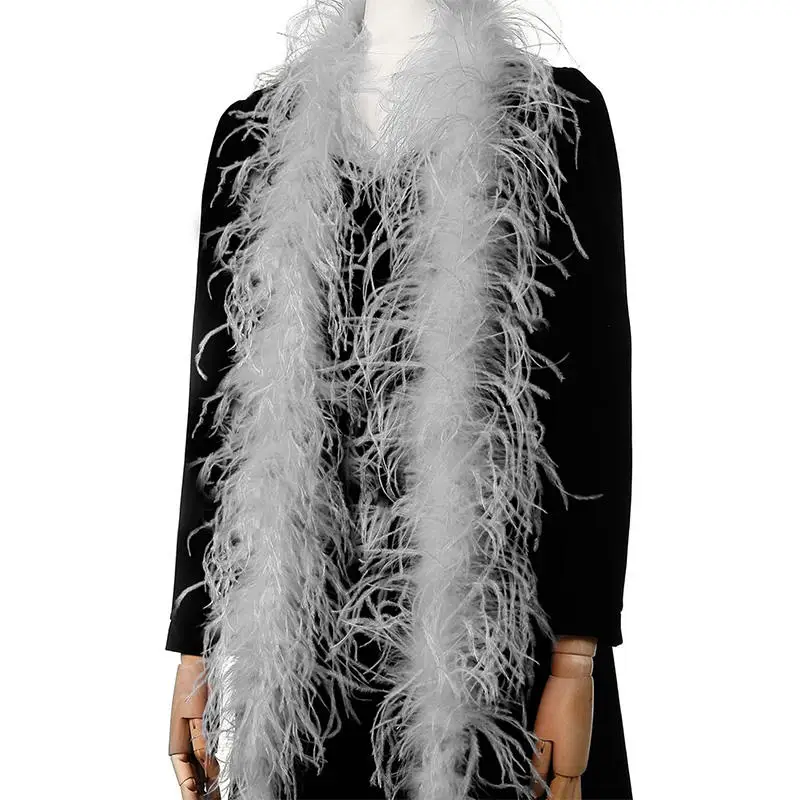 Wholesale Fluffy 35-40 Cm Ostrich Feathers Silver Needle Ostrich Feathers Decorate Festive Parties Carnival