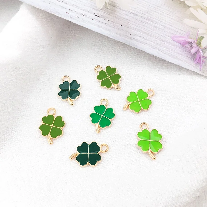 Fashion Suyao Lucky Green Shamrock Charm Pendants Assorted Four Leaf DIY Enamel Pendants for Jewelry Making Accessories Charms